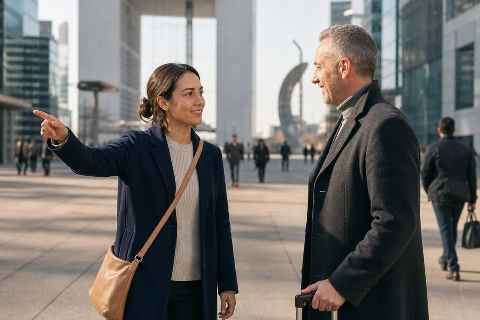 Una escena de calle en París La Défense, cerca del centro.